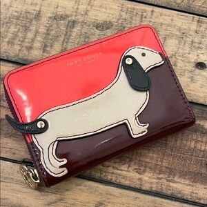 Tory Burch Red and Brown Dachshund Wallet